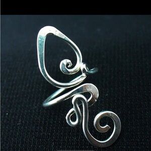 Bohemian Vintage Style Adjustable Cuff Ring - Alloy Open Spiral Tail Ring